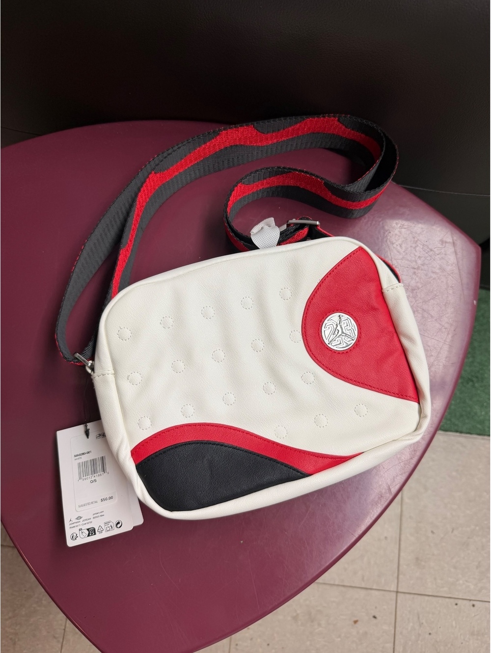 Nike Jordan Air 13 Shoulder Sling Bag White Red Black NWT